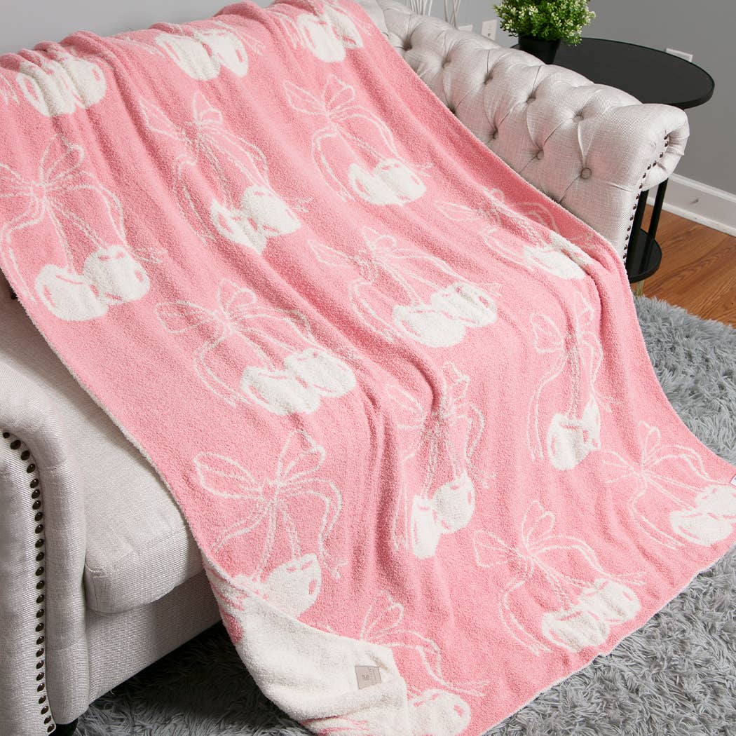 Cherry & Bows Cozy Soft Throw Blanket