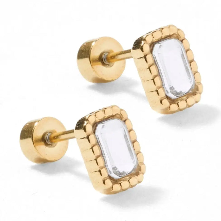 Screwback Stud Earrings - Madison Clear By Linny Co