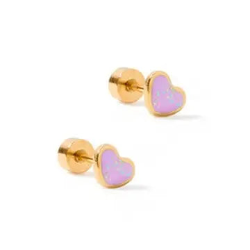 Screwback Stud Earrings - Nora Heart Purple By Linny Co