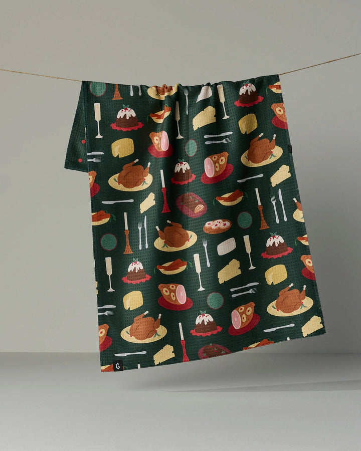 Festive Feast Luxe Kitchen Towel by Geometry
