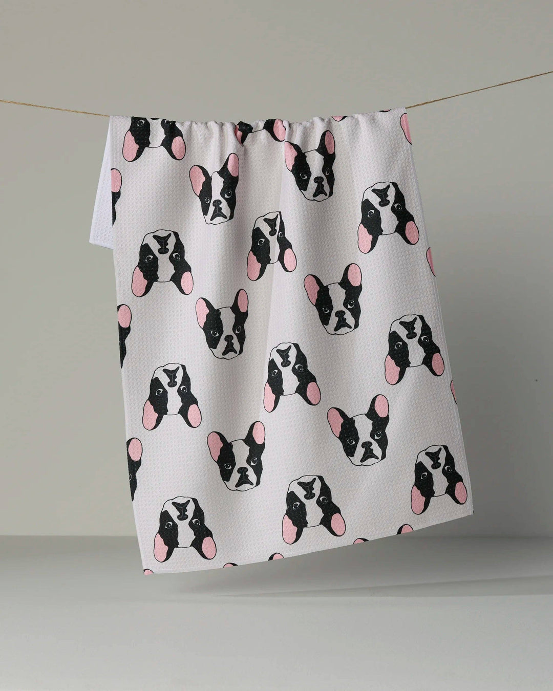 Frenchie Faces Tea Towel - Vanilla by Geometry