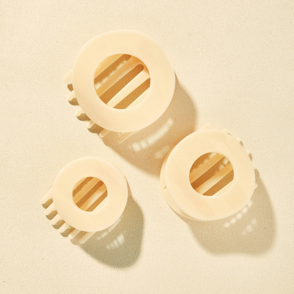Small Teleties Flat Open Circle Clip - Almond Beige (Ships Next Week)