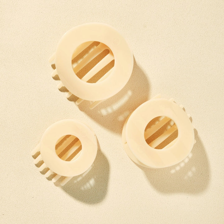 Small Teleties Flat Open Circle Clip - Almond Beige (Ships Next Week)