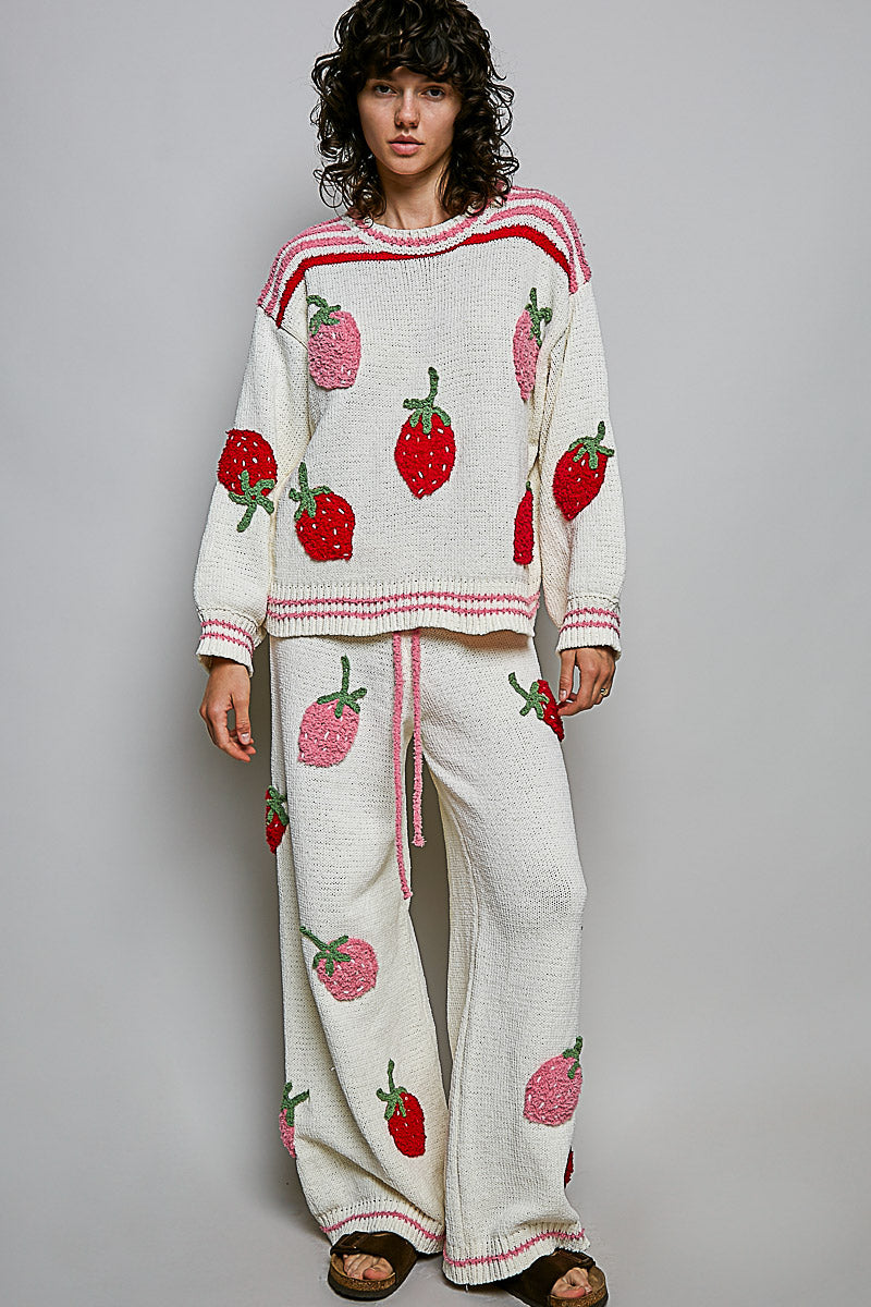 Strawberry Stripe Wide-Leg Pants by POL