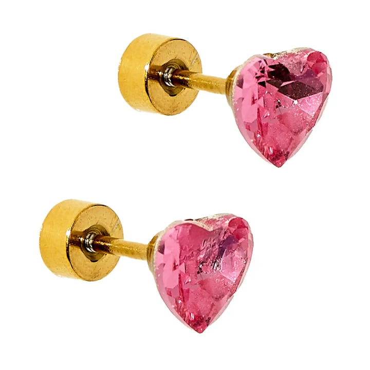 Screwback Stud Earrings - Candy Heart - Hot Pink By Linny Co