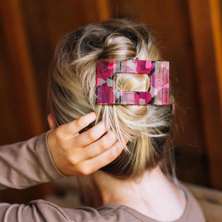Medium Teleties Flat Rectangle Clip - Garden Glam
