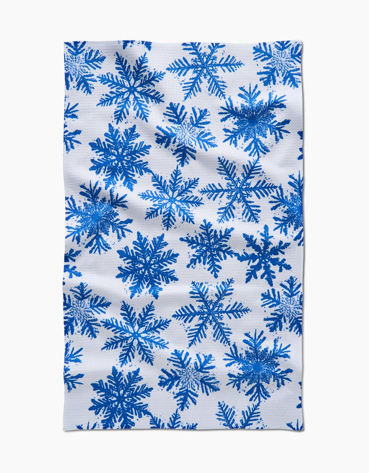 Snowy Days Blue Tea Towel by Geometry