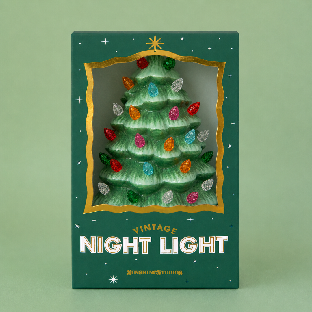 Vintage Christmas Tree Night Light - Green