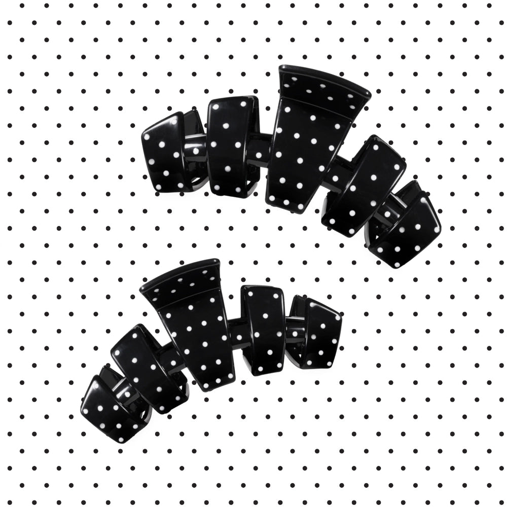 Large Teleties Claw Clip - Black Polka Dot Party (Ships Next Week)