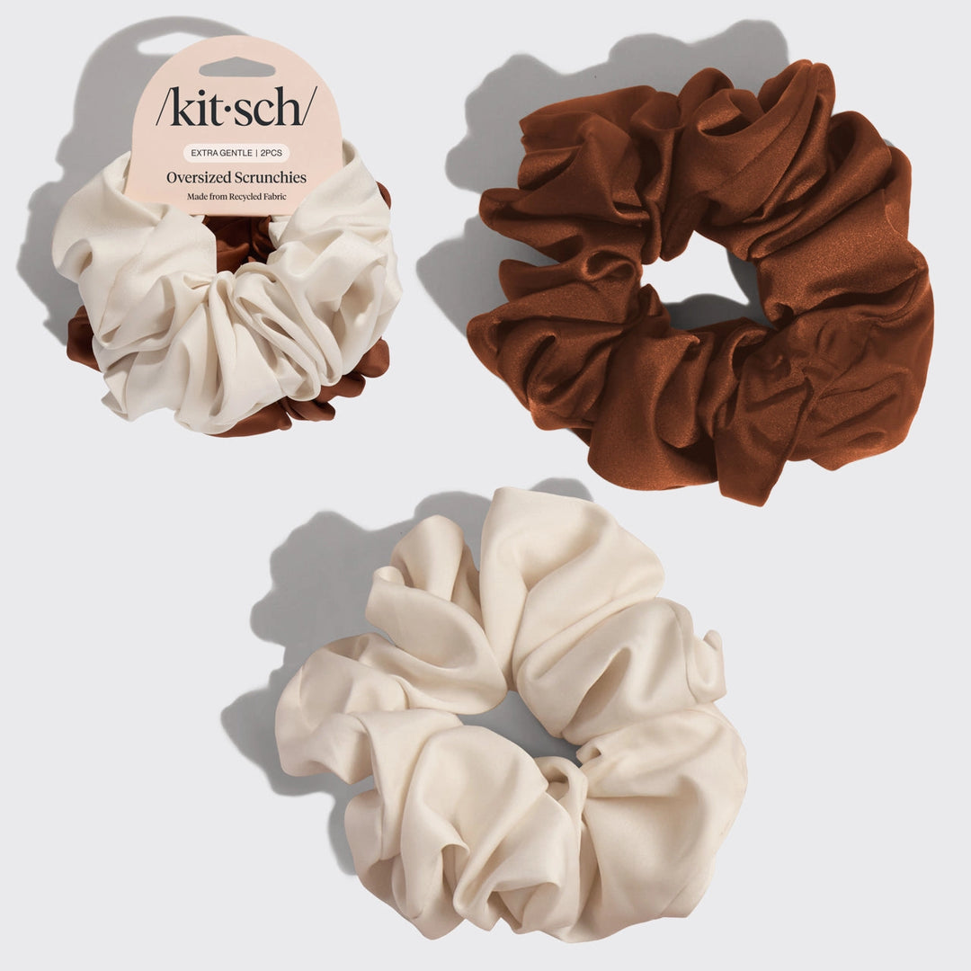 Oversized Scrunchies - Cream & Camel