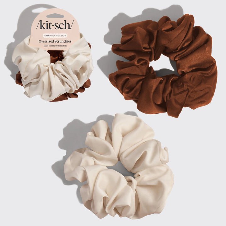 Oversized Scrunchies - Cream & Camel