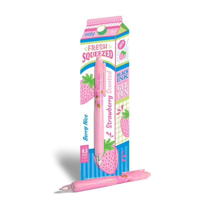 Fresh Squeezed Black Ink Scented Gel Pen - Strawberry