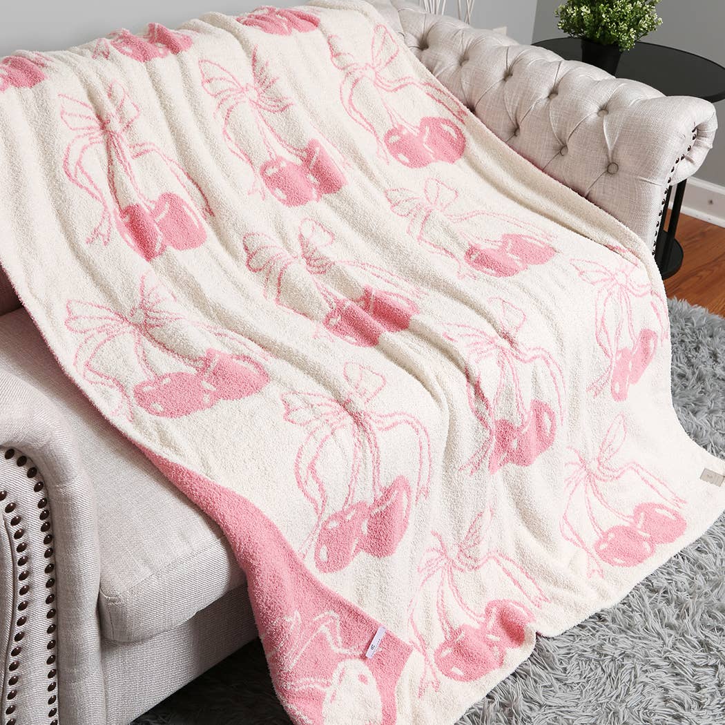 Cherry & Bows Cozy Soft Throw Blanket