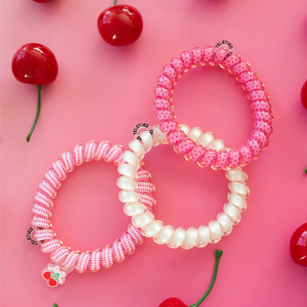 Teleties Hair Tie - Large Band Pack of 3 - Cherry Bomb