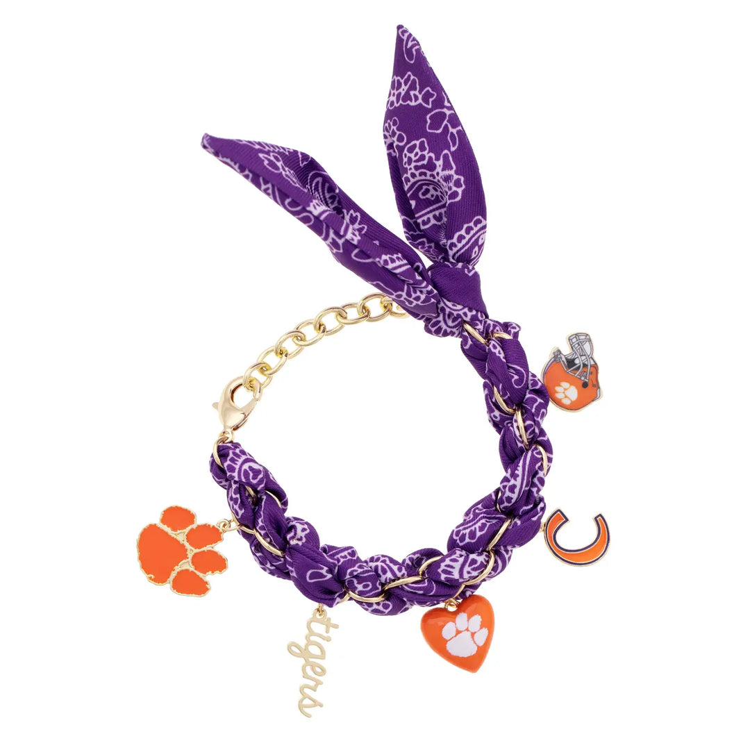 Clemson Tigers Bandana Charm Bracelet by Canvas (Ready To Ship)