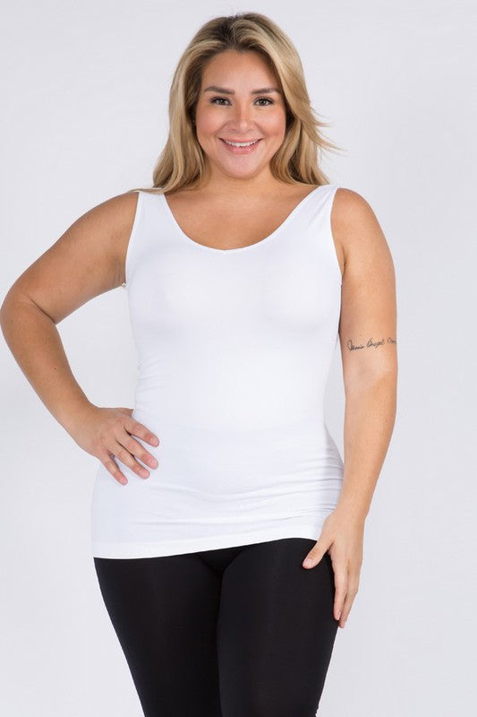 Reversible V or U Seamless Tank - White by Yelete