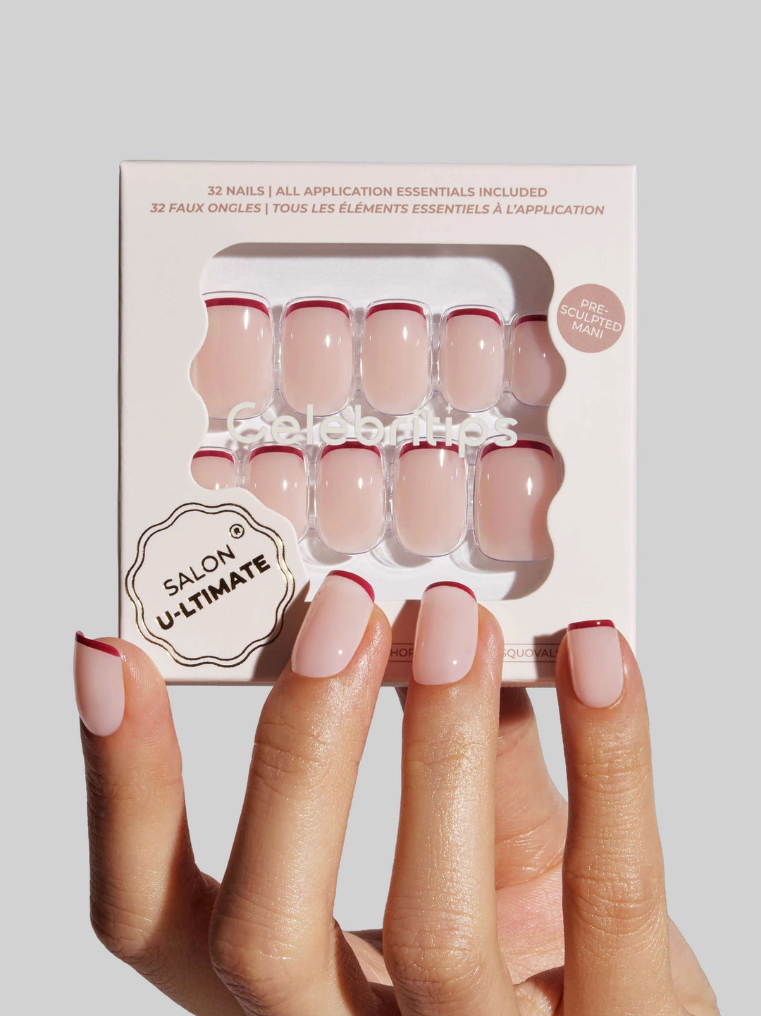 French Rouge (Short Squoval) Press-On Nails by Celebritips
