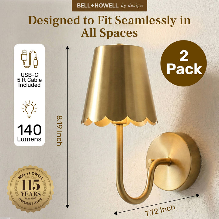 Bell & Howell Set of 2 Rechargeable Wall Sconces