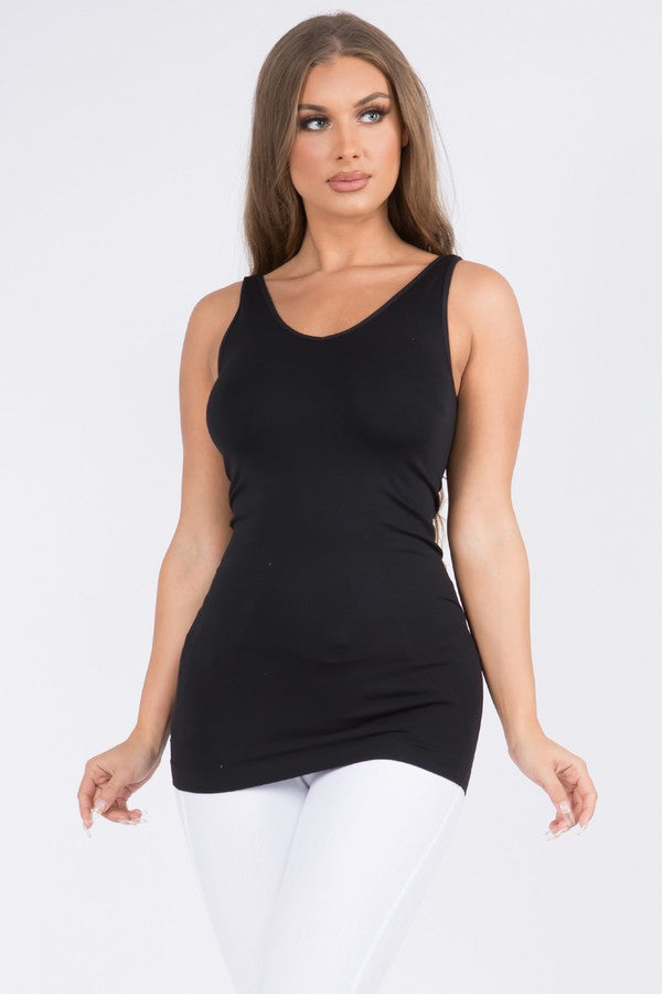 Reversible V or U Seamless Tank - Black by Yelete