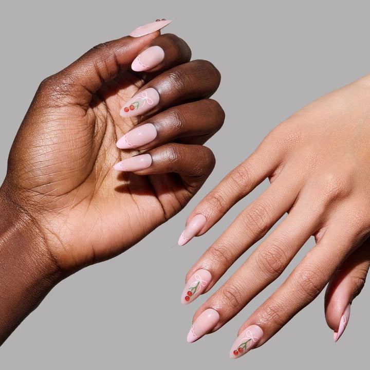 Cherry Bow Medium Almond Press-On Nails by Glamnetic