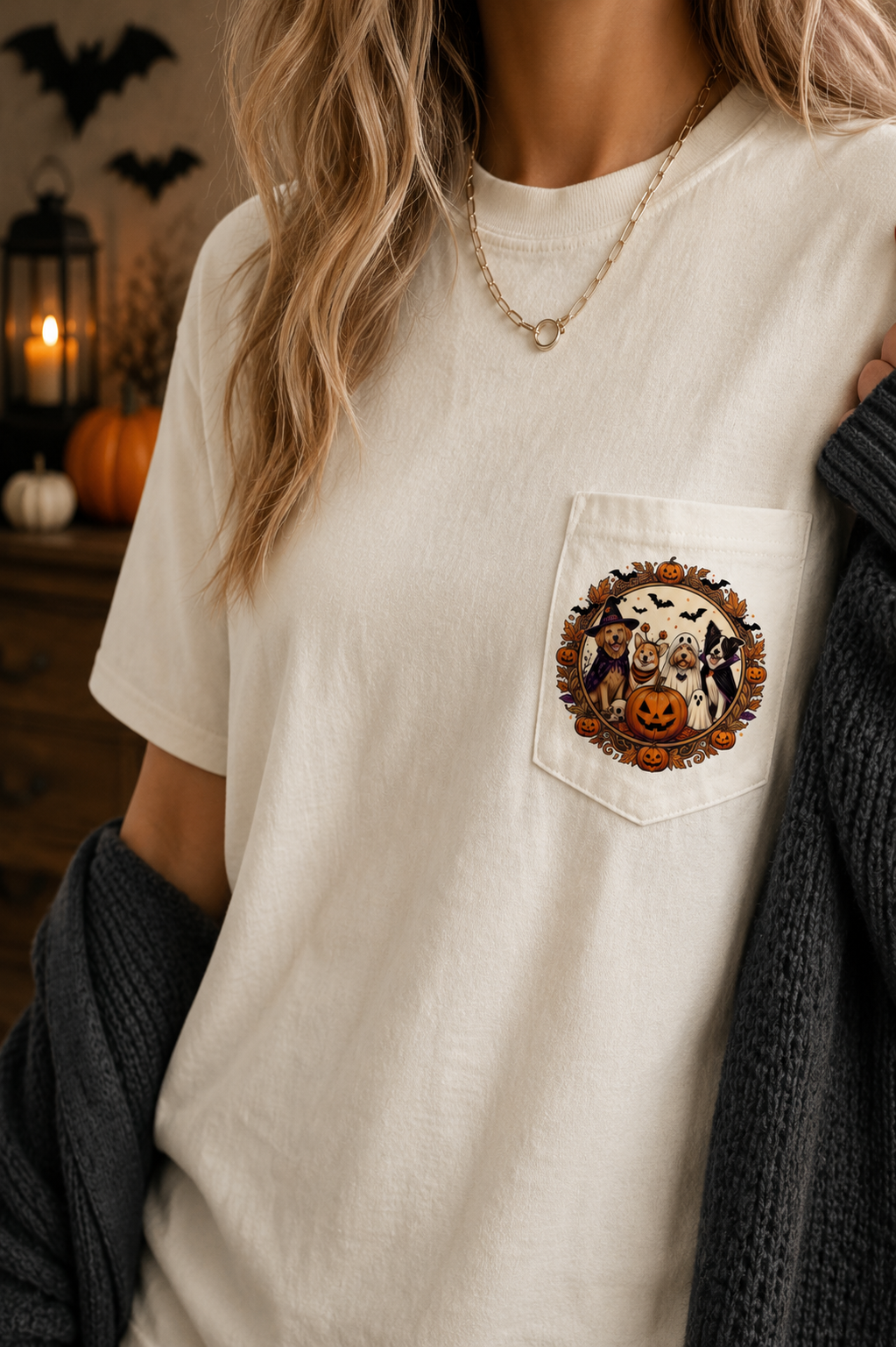 by PrepO: Halloween Dog Portrait Pocket Tee by Prep Obsessed (Ships in 1-2 Weeks)