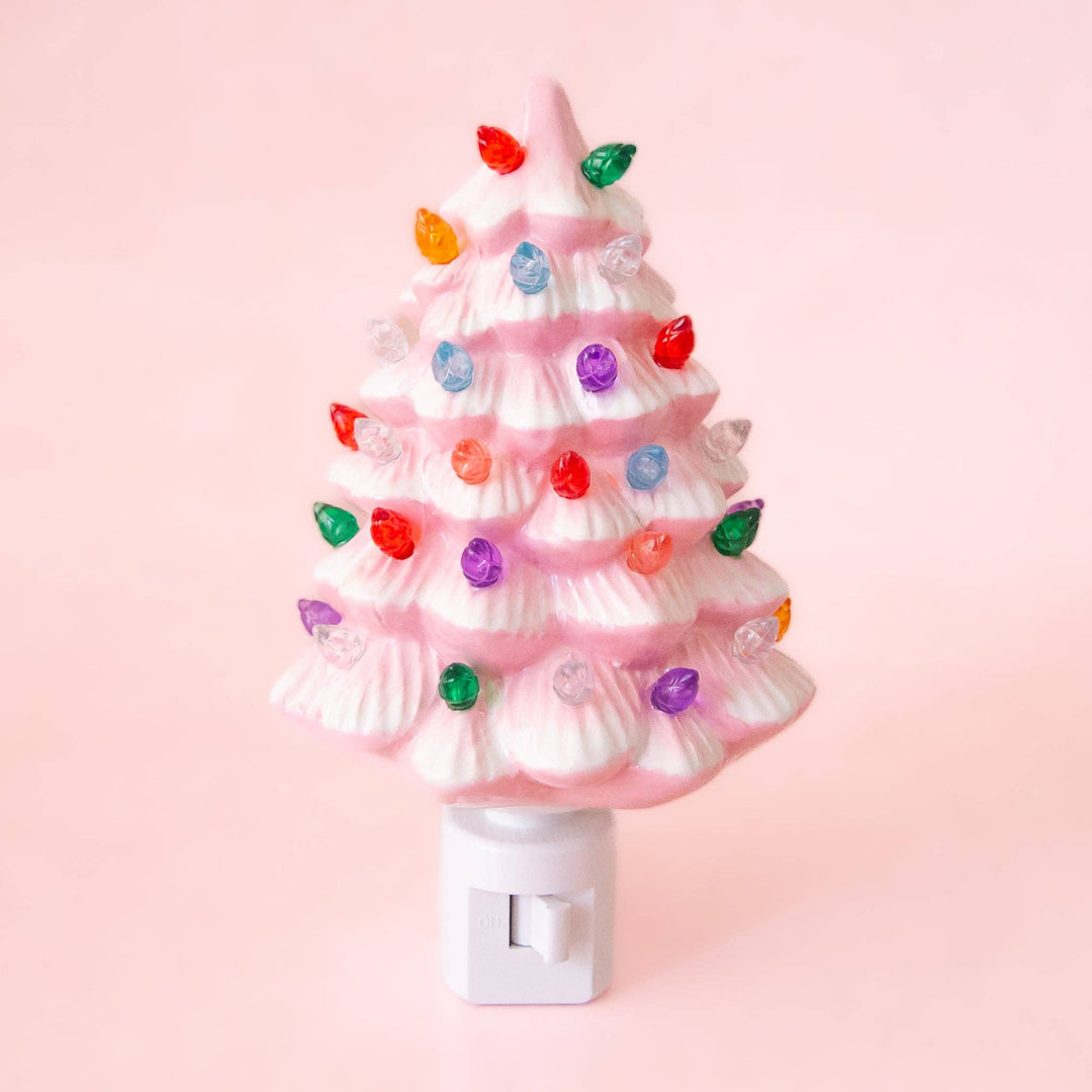 Vintage Christmas Tree Night Light - Pink