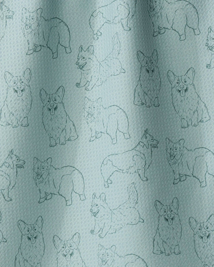 Corgi Pups Tea Towel - Rain by Geometry