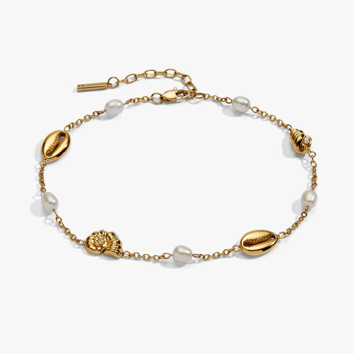 Seashell & Pearl Inline Charm Anklet by Alex + Ani