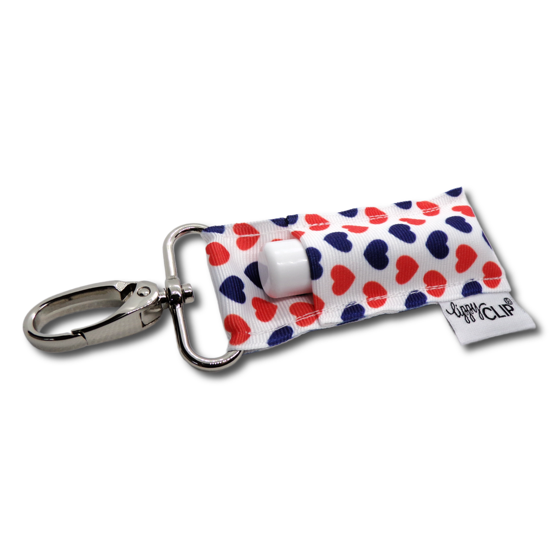 Navy and Orange Hearts LippyClip® Lip Balm Holder (PREORDER: Ships in 2-3 Weeks)