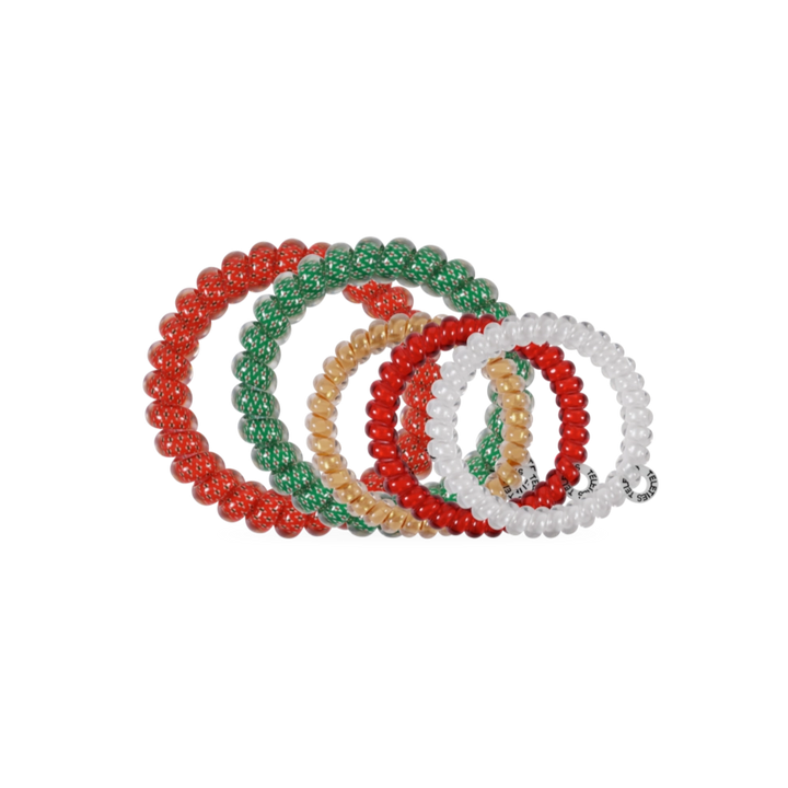 Teleties Hair Tie - Large and Small Band Pack of 5 - Jolly &amp; Bright (Ships in 1-2 Weeks)