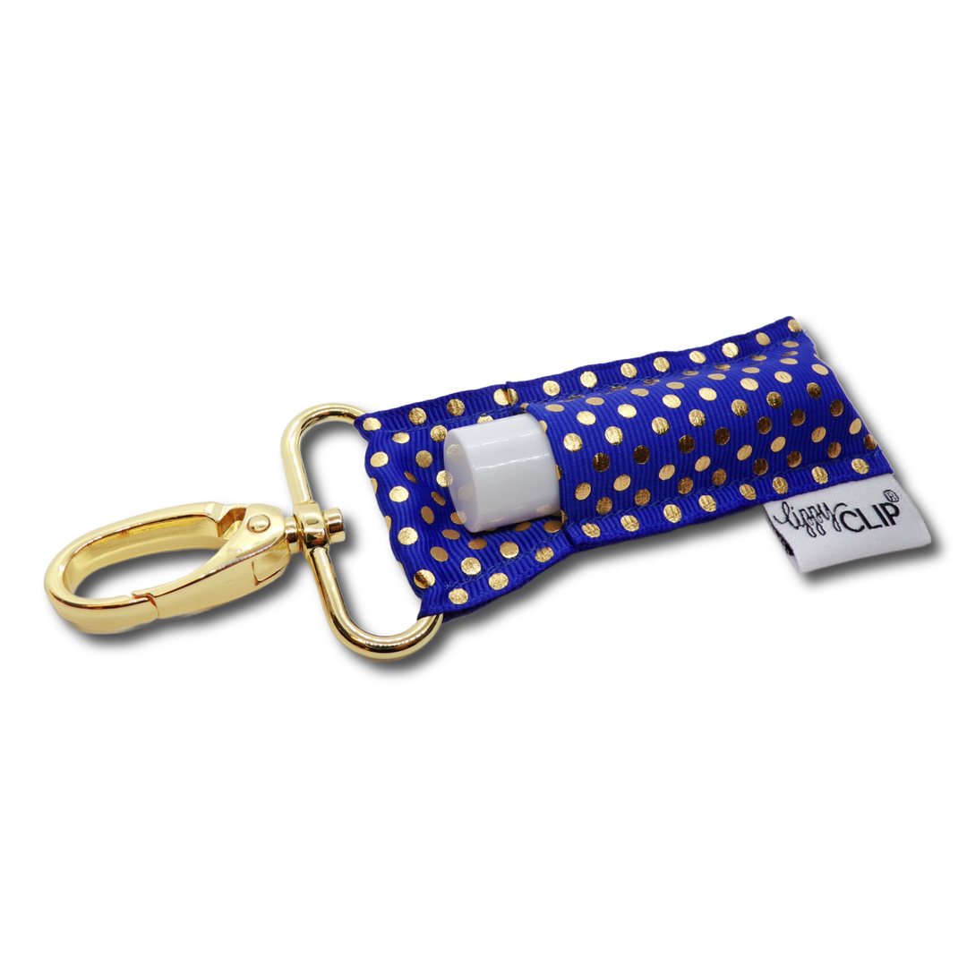 Gold Dots on Royal LippyClip® Lip Balm Holder (PREORDER: Ships in 2-3 Weeks)