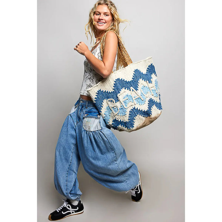 'Beach' Braided Tote - Blue by POL