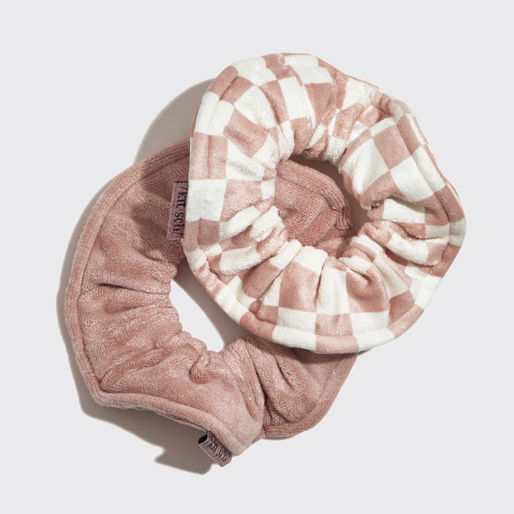 Microfiber Quick-Dry Towel Scrunchie Set - Terracotta Checker