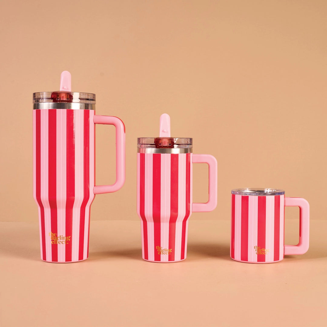 Peppermint Stripes 40 oz Lifestyle Flip Straw Tumbler by the Darling Effect