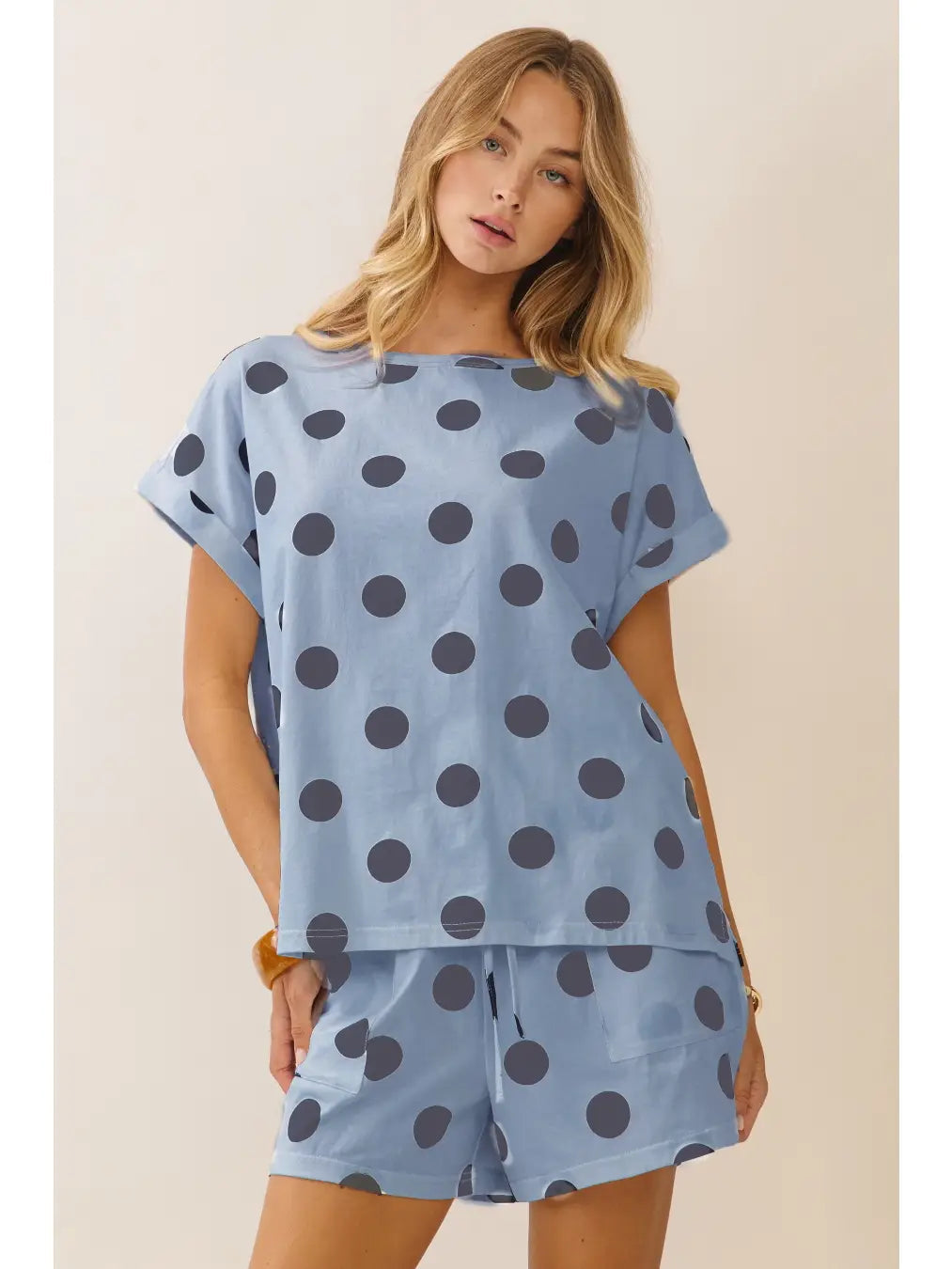 Polka Dot Top & Shorts Set - Blue & Navy by Oddi
