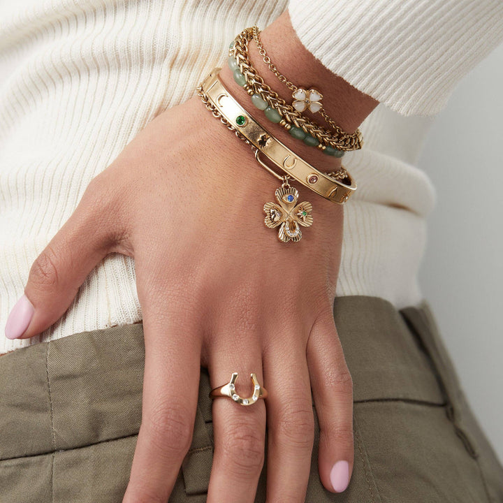 Lucky Four Leaf Clover Adjustable Bracelet by Alex + Ani - Gold