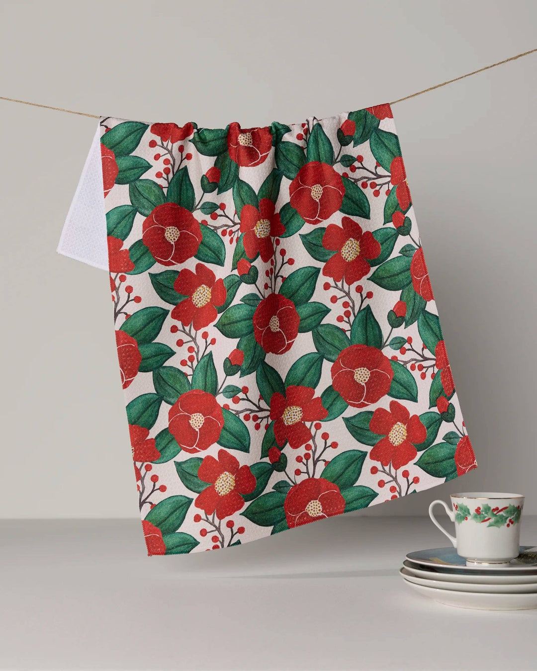 Winter Camellia Tea Towel by Geometry