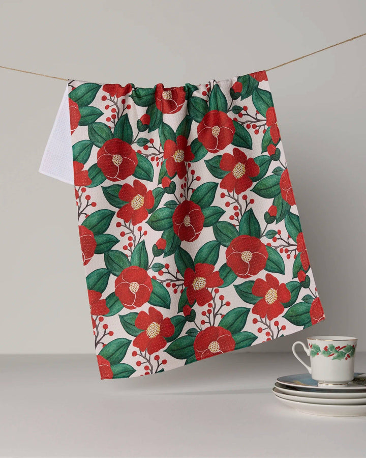 Winter Camellia Tea Towel by Geometry