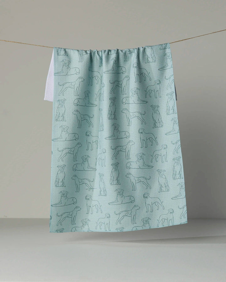 Bulldog Pups Tea Towel - Rain by Geometry