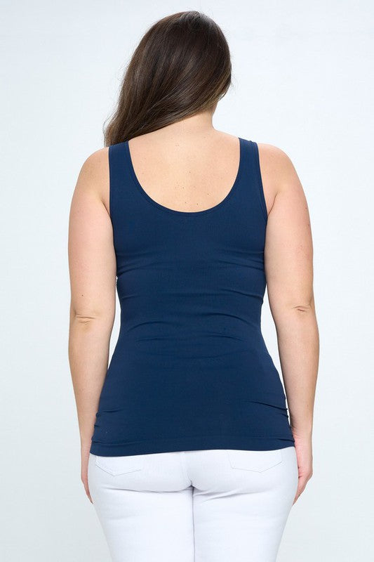 Reversible V or U Seamless Tank - Navy by Yelete