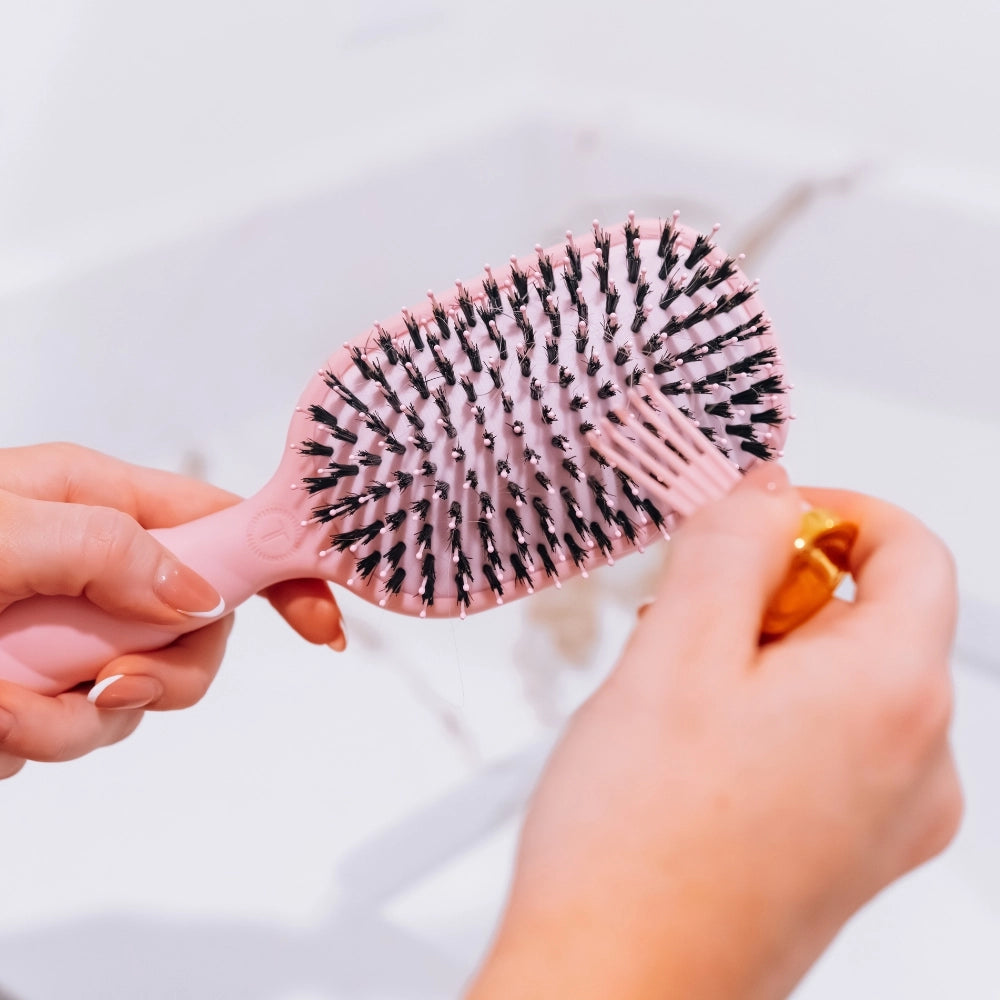 Bubblegum Pink Boar Bristle Hair Brush by Teleties (Ships Next Week)