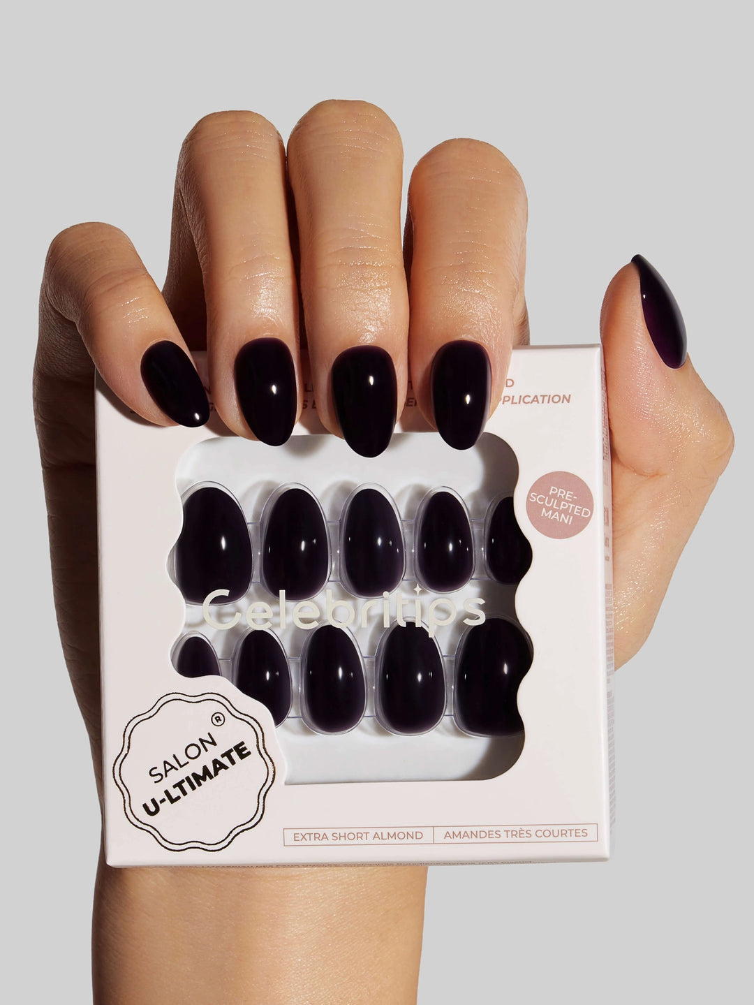 Dark After (Extra Short Almond) Press-On Nails by Celebritips