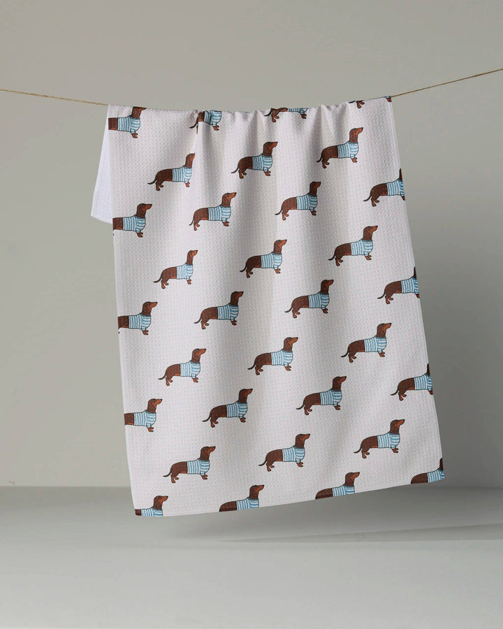 Coastal Dachshund Tea Towel - Vanilla by Geometry