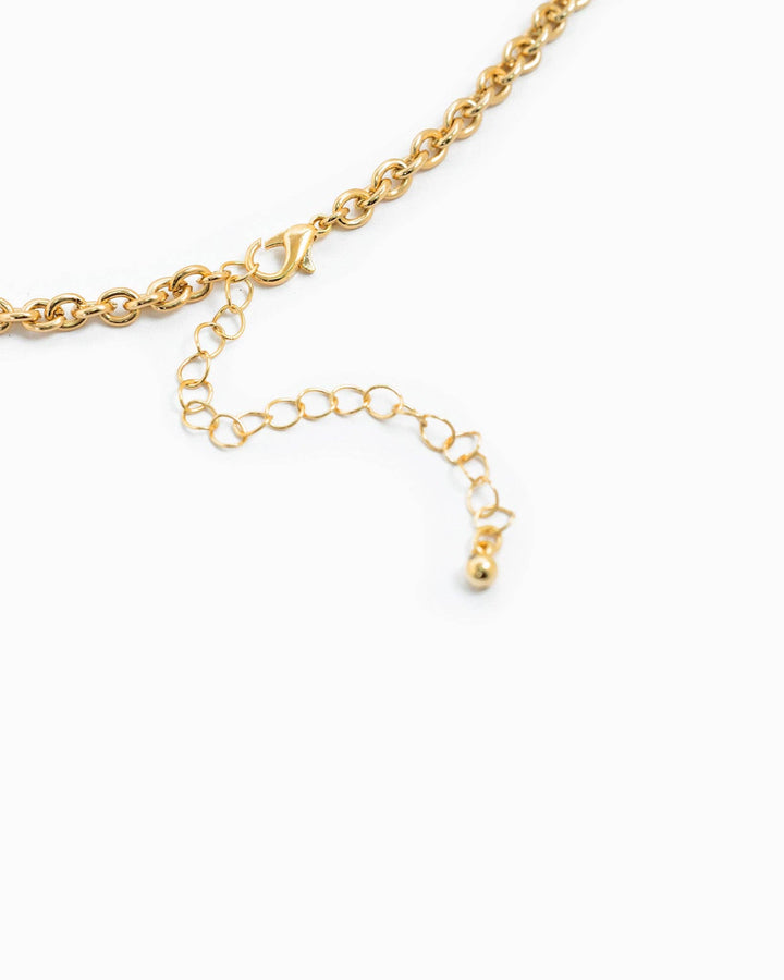 Cross Heart Stone Multi Charm Necklace