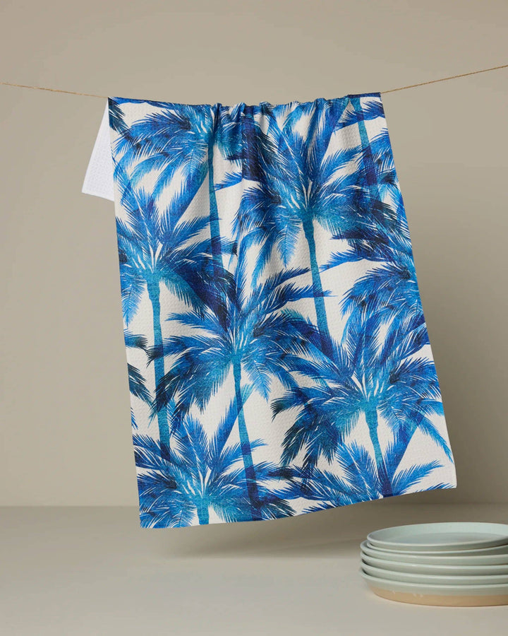 Caligo Blue Palm Tea Towel by Geometry