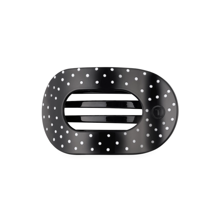 Medium Teleties Flat Oval Clip - Black Polka Dot Party (Ships Next Week)