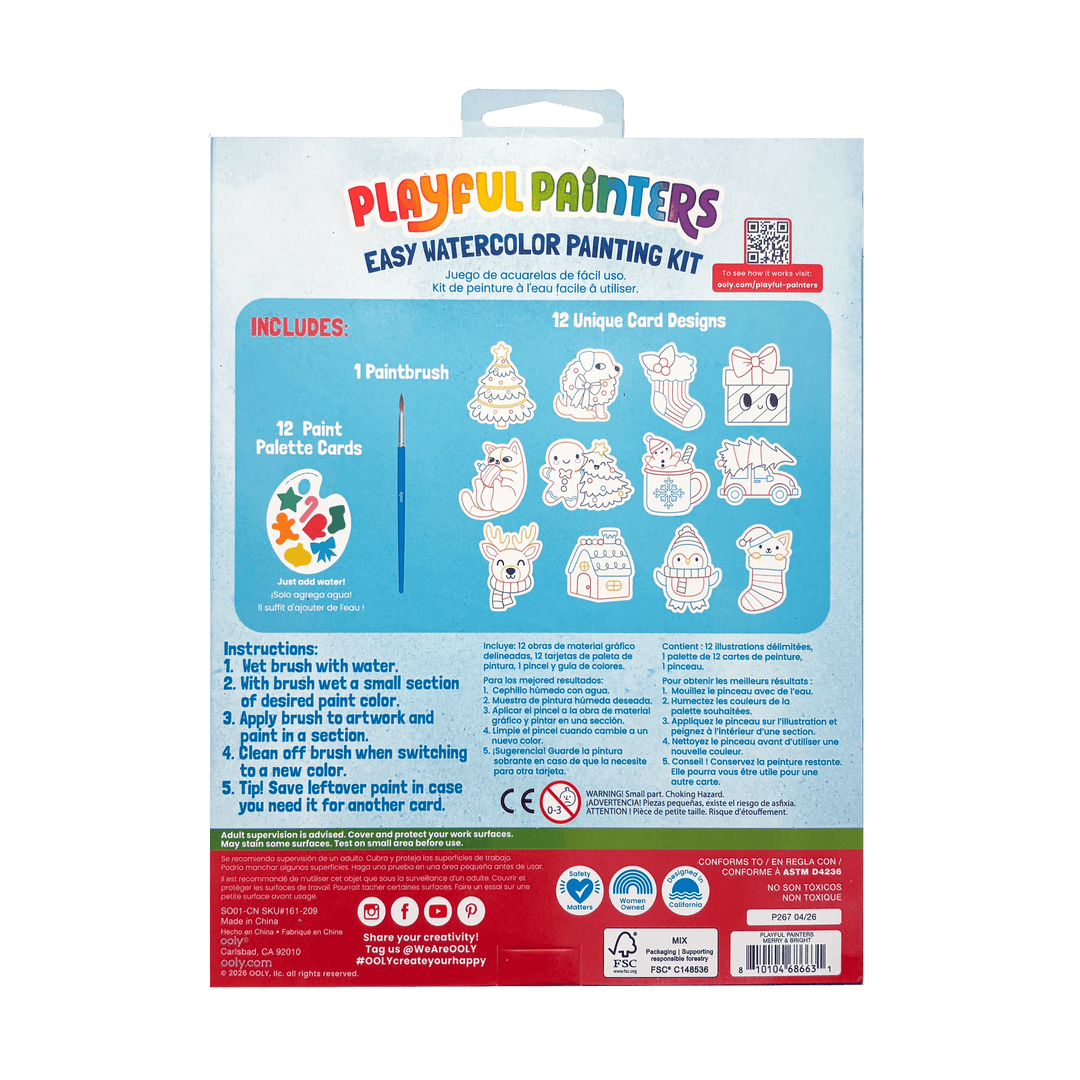 Playful Painters Easy Watercolor Painting Kit - Merry & Bright