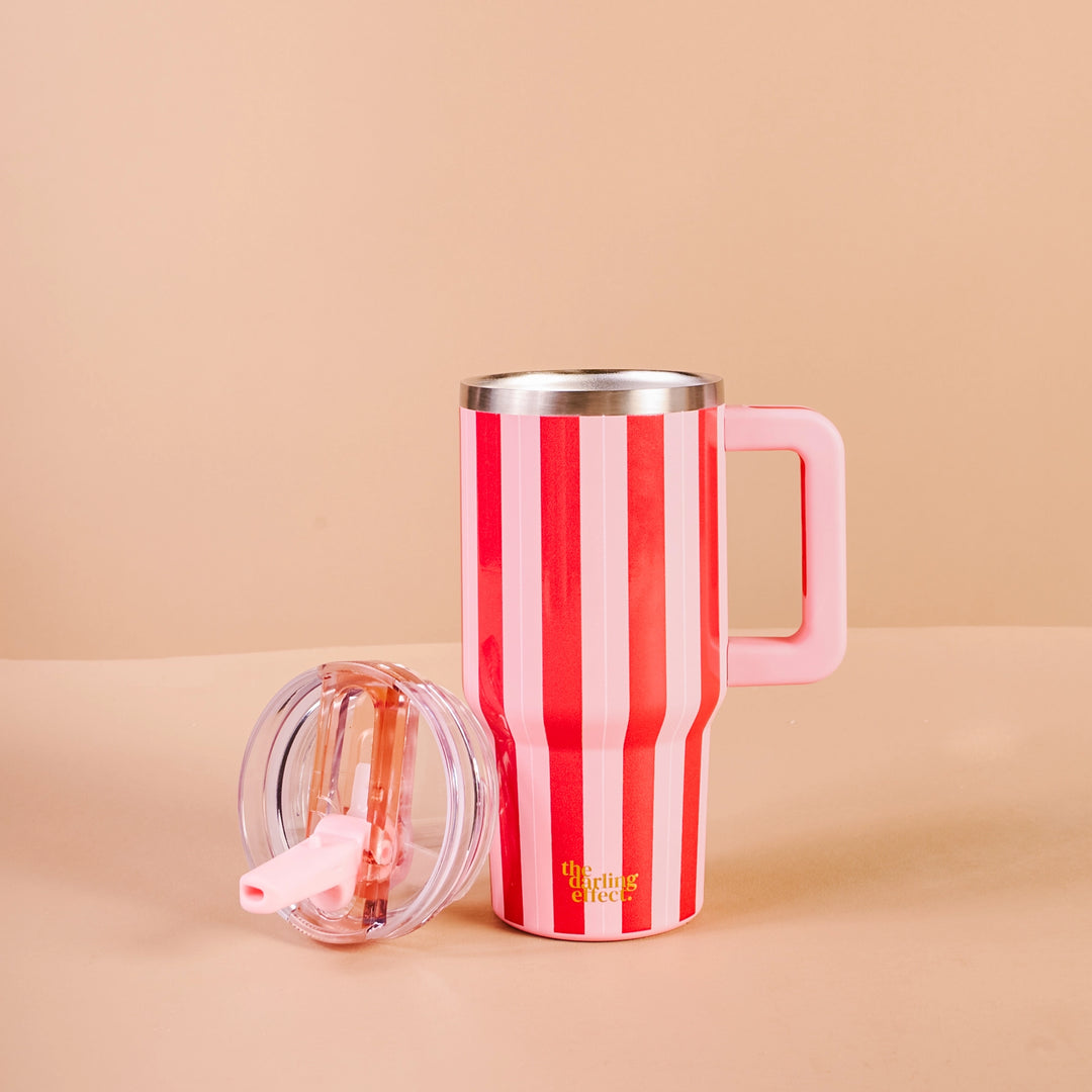 Peppermint Stripes 20 oz Lifestyle Flip Straw Tumbler by the Darling Effect