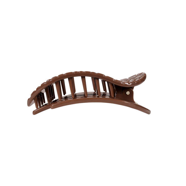 Medium Teleties Flat Oval Clip - Brown Crocodile
