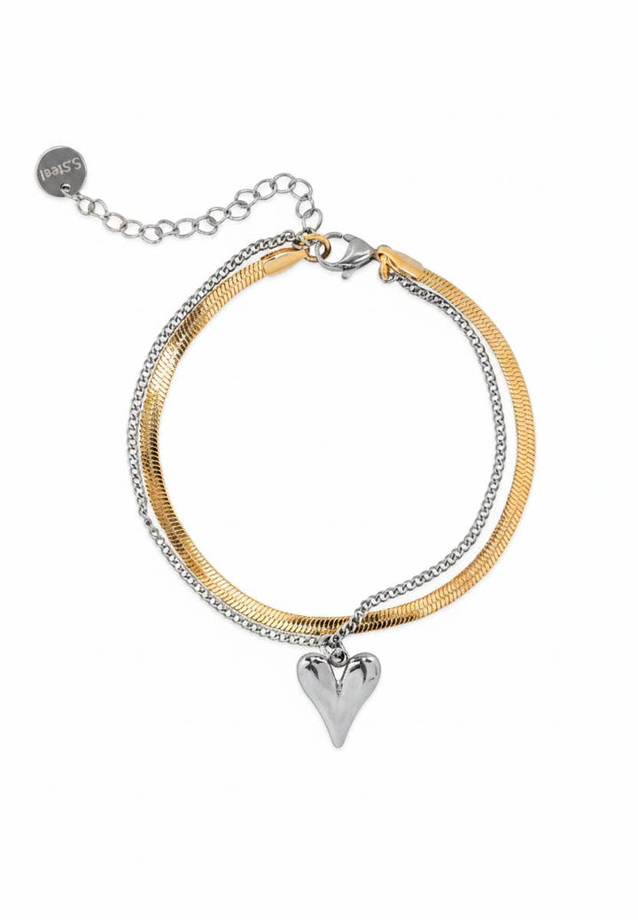Layered Snake Chain Two-Tone Bracelet